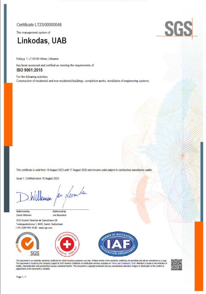 ISO 9001:2015 – kokybės vadybos sistema – UAB LINKODAS
